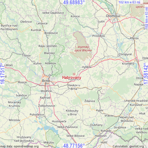 Habrovany on map