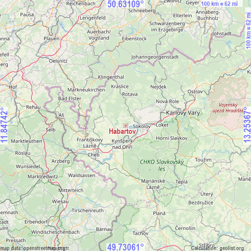 Habartov on map