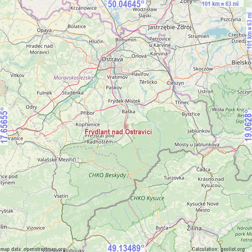 Frýdlant nad Ostravicí on map