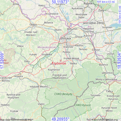 Fryčovice on map
