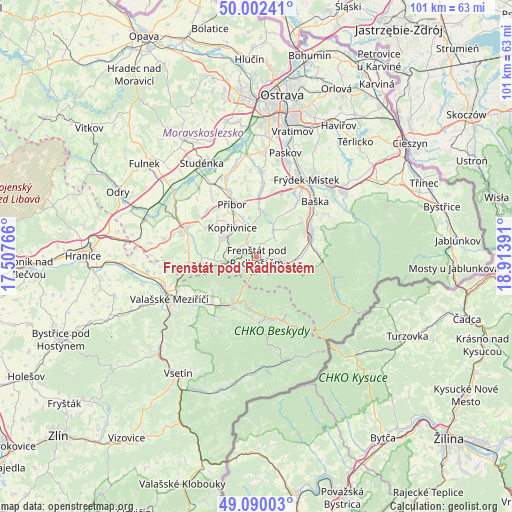 Frenštát pod Radhoštěm on map