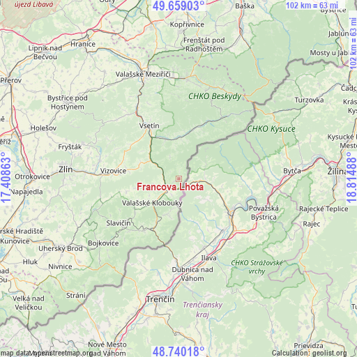 Francova Lhota on map