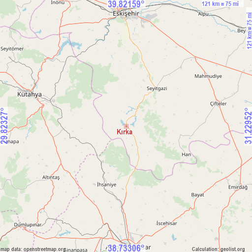 Kırka on map