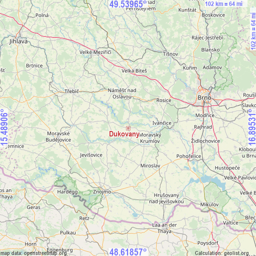 Dukovany on map