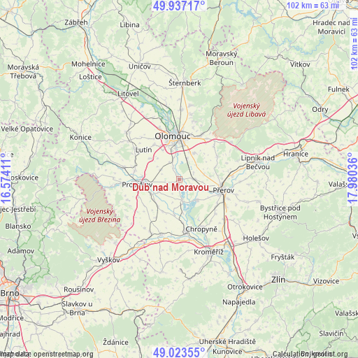 Dub nad Moravou on map