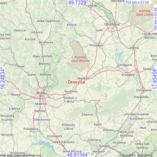 Drnovice on map