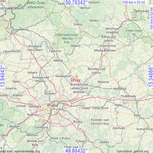 Dřísy on map