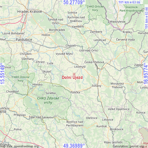 Dolní Újezd on map