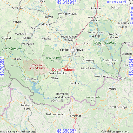 Dolní Třebonín on map