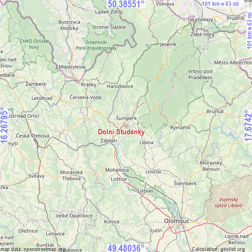 Dolní Studénky on map