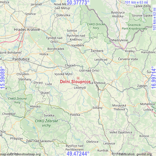Dolní Sloupnice on map