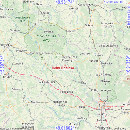 Dolní Rožínka on map