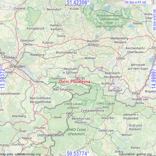 Dolní Poustevna on map