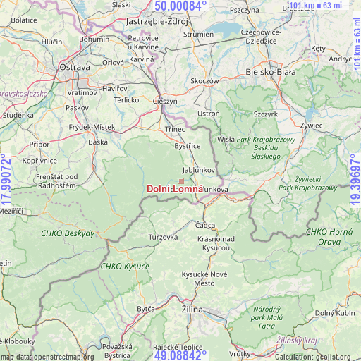 Dolní Lomná on map
