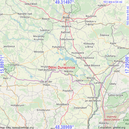 Dolní Dunajovice on map