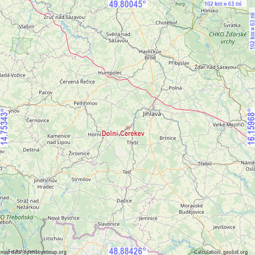 Dolní Cerekev on map