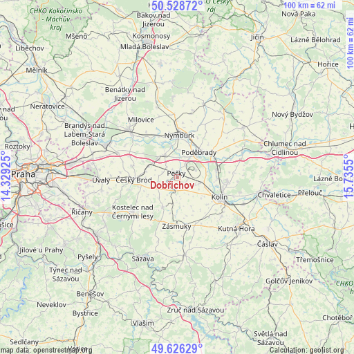Dobřichov on map