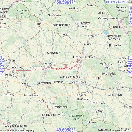 Dobřenice on map