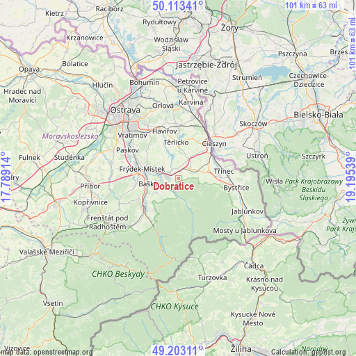 Dobratice on map