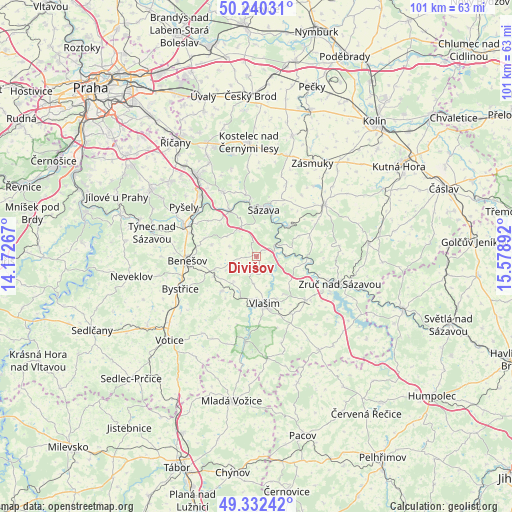 Divišov on map