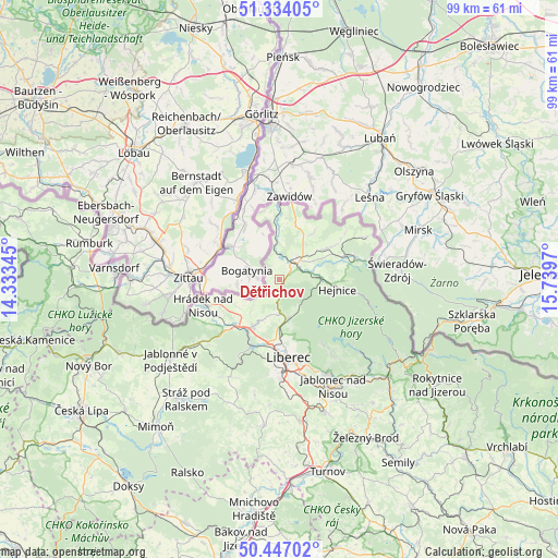 Dětřichov on map
