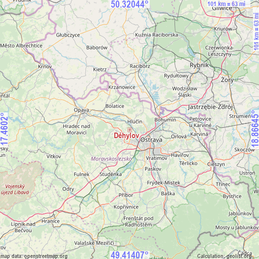 Děhylov on map