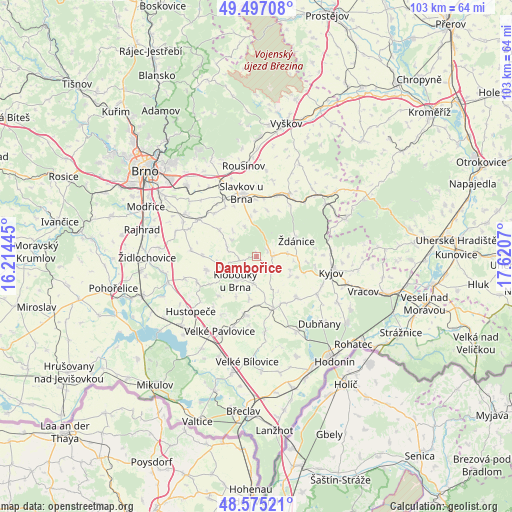 Dambořice on map