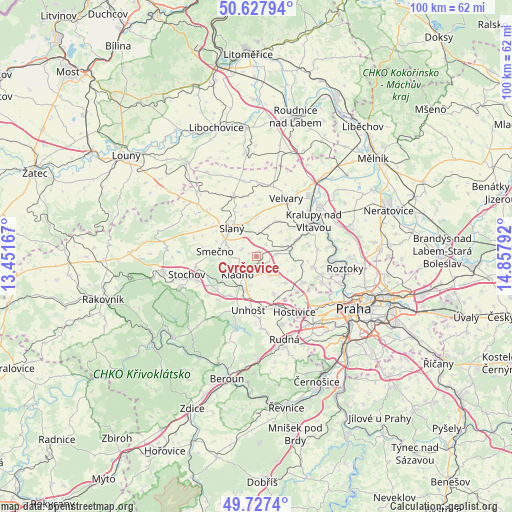 Cvrčovice on map