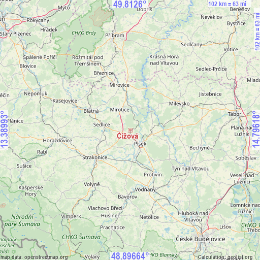 Čížová on map