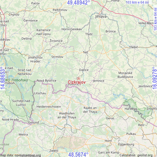 Cizkrajov on map