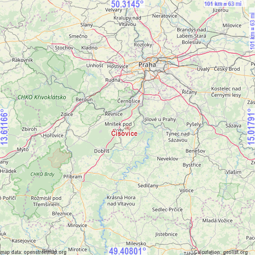 Čisovice on map