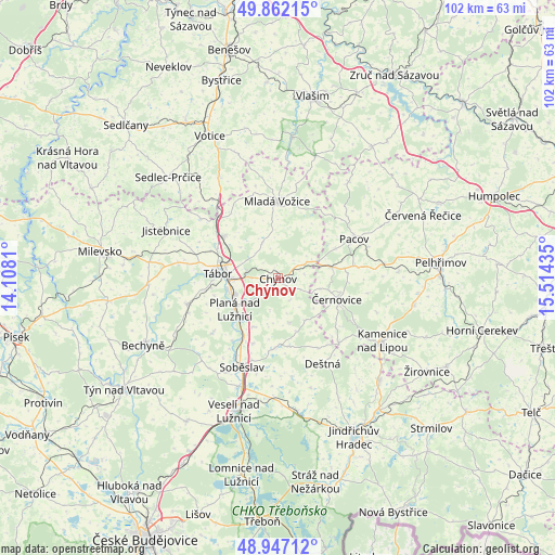 Chýnov on map