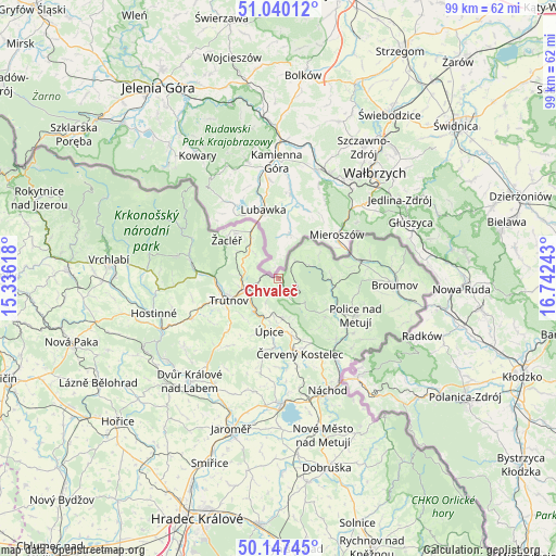 Chvaleč on map