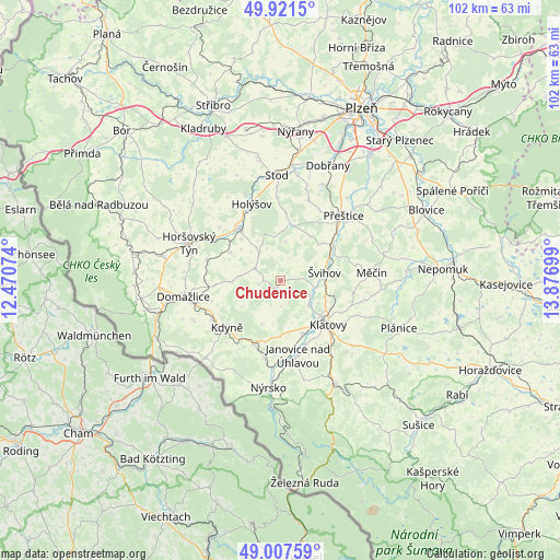 Chudenice on map