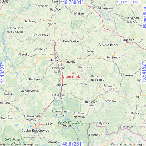 Choustník on map