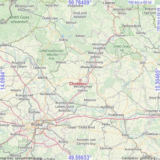 Chotětov on map