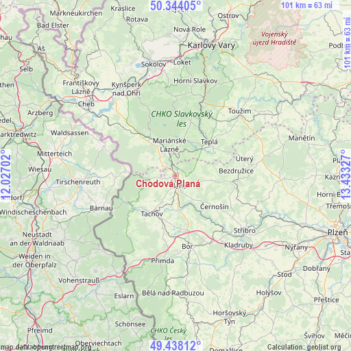 Chodová Planá on map