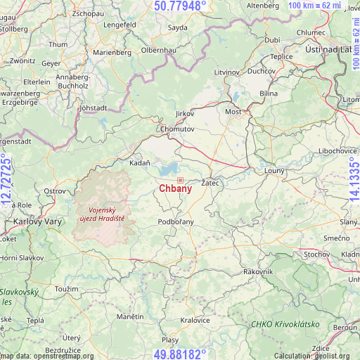 Chbany on map