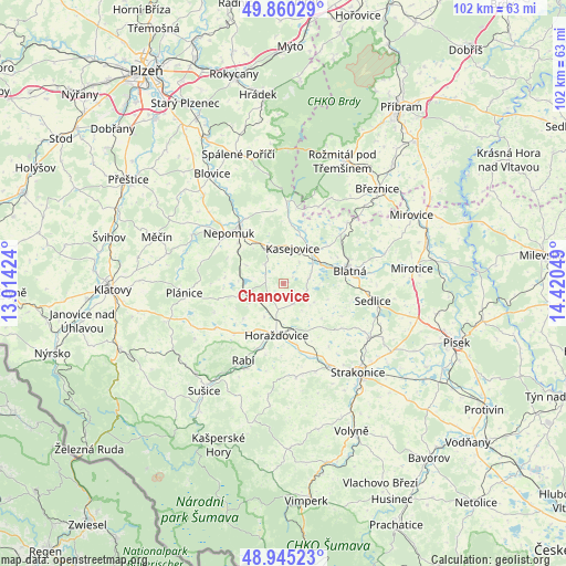 Chanovice on map