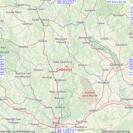 Cetkovice on map