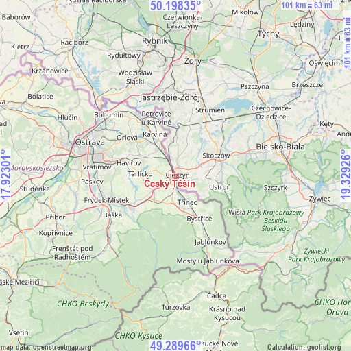 Český Těšín on map