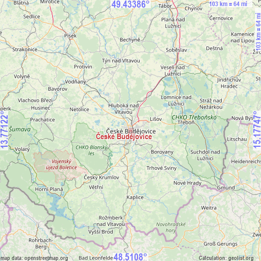 České Budějovice on map