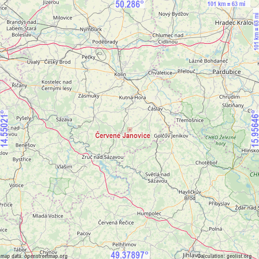 Červené Janovice on map
