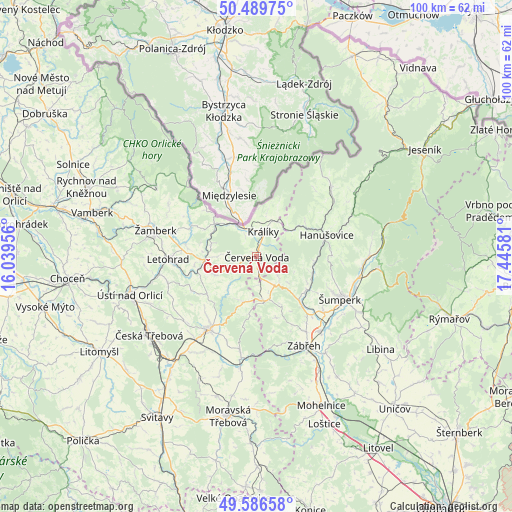 Červená Voda on map