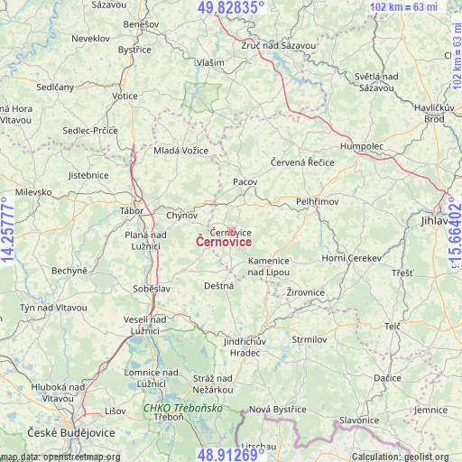 Černovice on map
