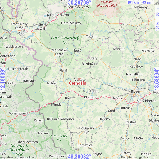 Černošín on map