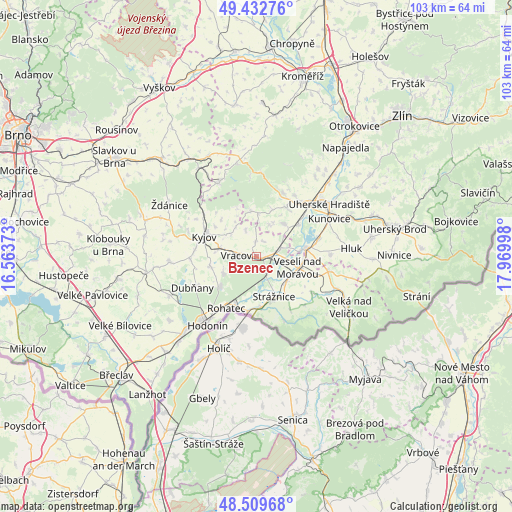 Bzenec on map