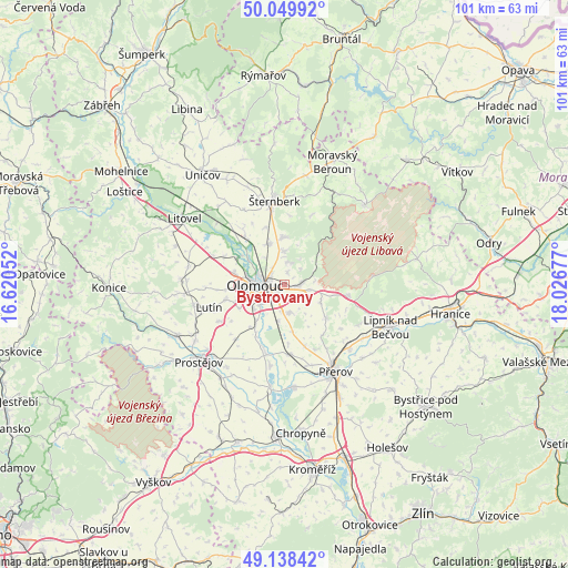 Bystrovany on map
