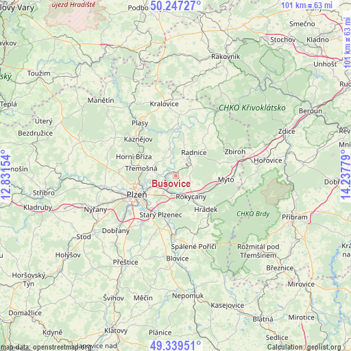 Bušovice on map