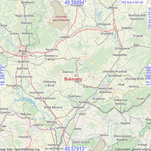 Bukovany on map